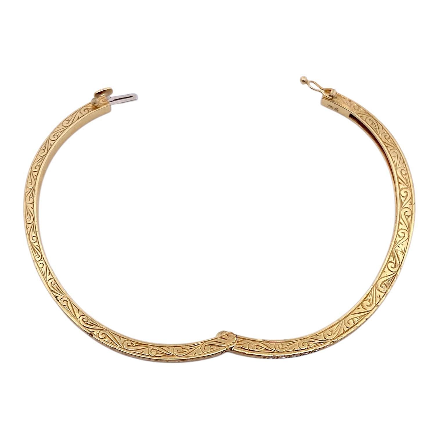 Penny Preville Armreif aus 18 Karat Gelbgold mit graviertem Diamanten im Zustand „Gut“ im Angebot in Henderson, NV