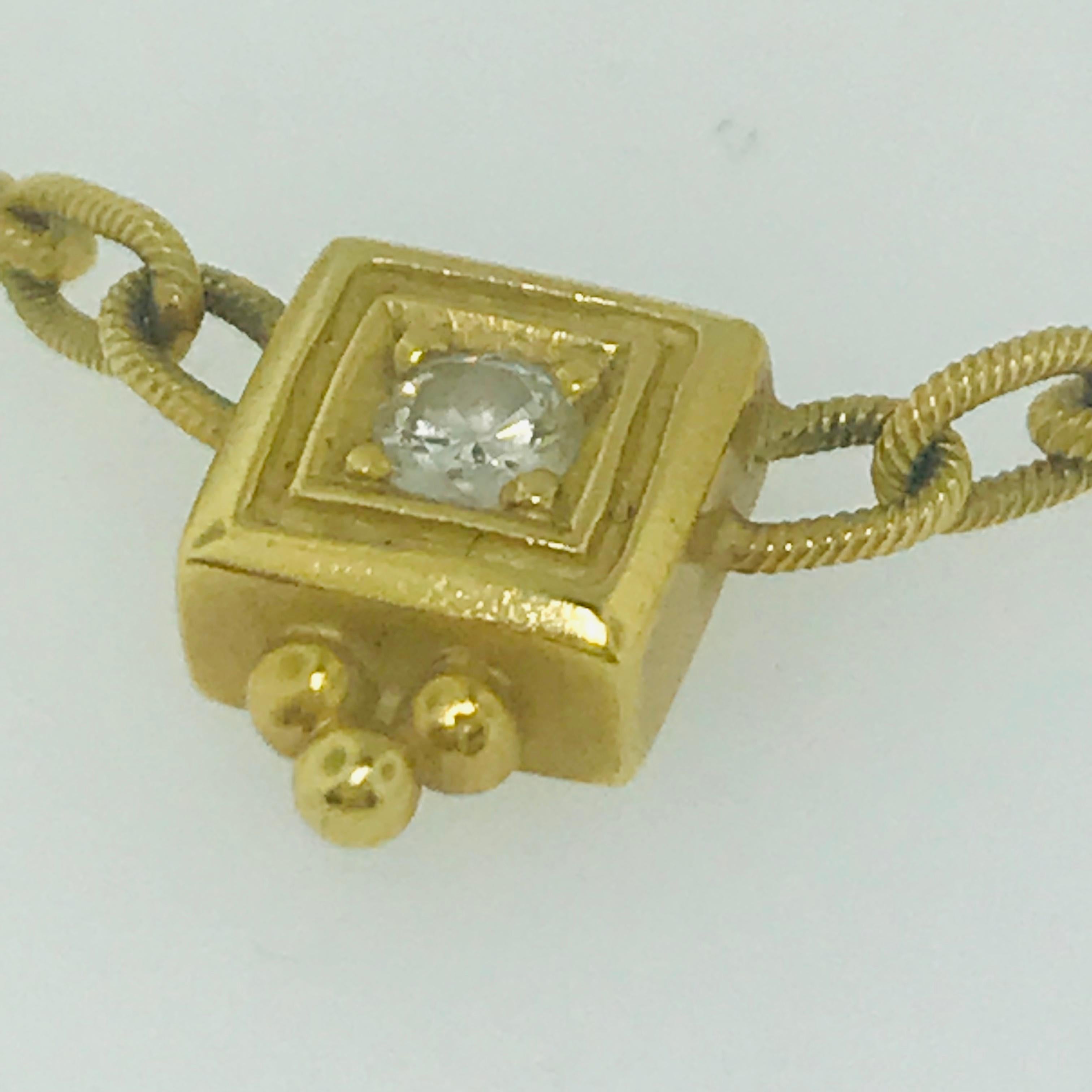Penny Preville .20 Carat Diamond Necklace in 18 Karat Yellow Gold Pendant Chain 1