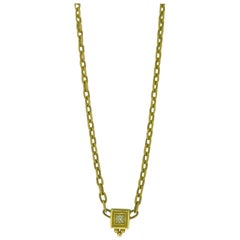 Penny Preville .20 Carat Diamond Necklace in 18 Karat Yellow Gold Pendant Chain
