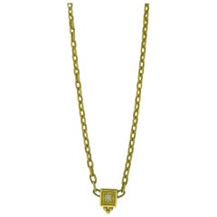 Penny Preville .20 Carat Diamond Necklace in 18 Karat Yellow Gold Pendant Chain