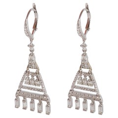 Penny Preville Art Deco Pyramid  Diamond Earrings in 18k White Gold 3.07 CTW