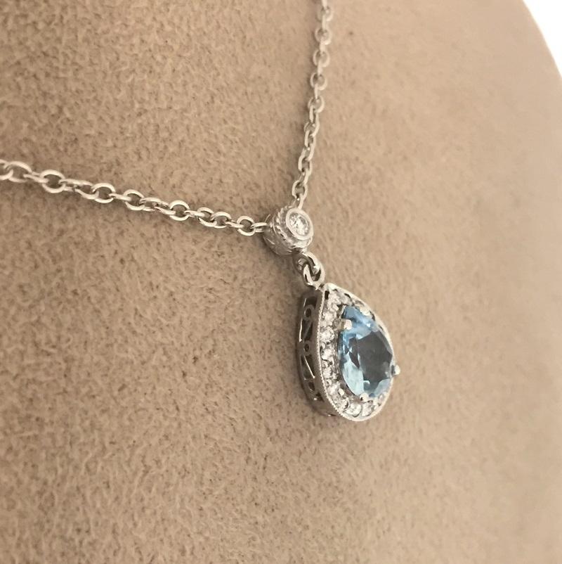 Penny Preville Blue Topaz Diamond Necklace N4088W In New Condition For Sale In Wilmington, DE