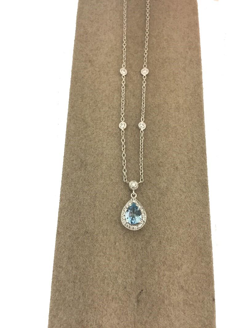 Women's or Men's Penny Preville Blue Topaz Diamond Necklace N4088W For Sale