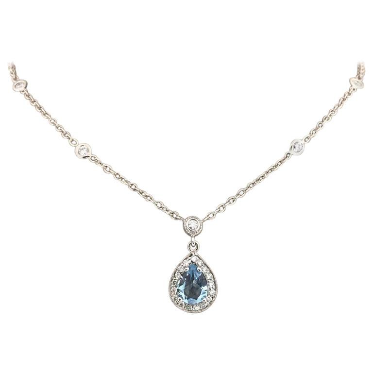 Penny Preville Blue Topaz Diamond Necklace N4088W For Sale