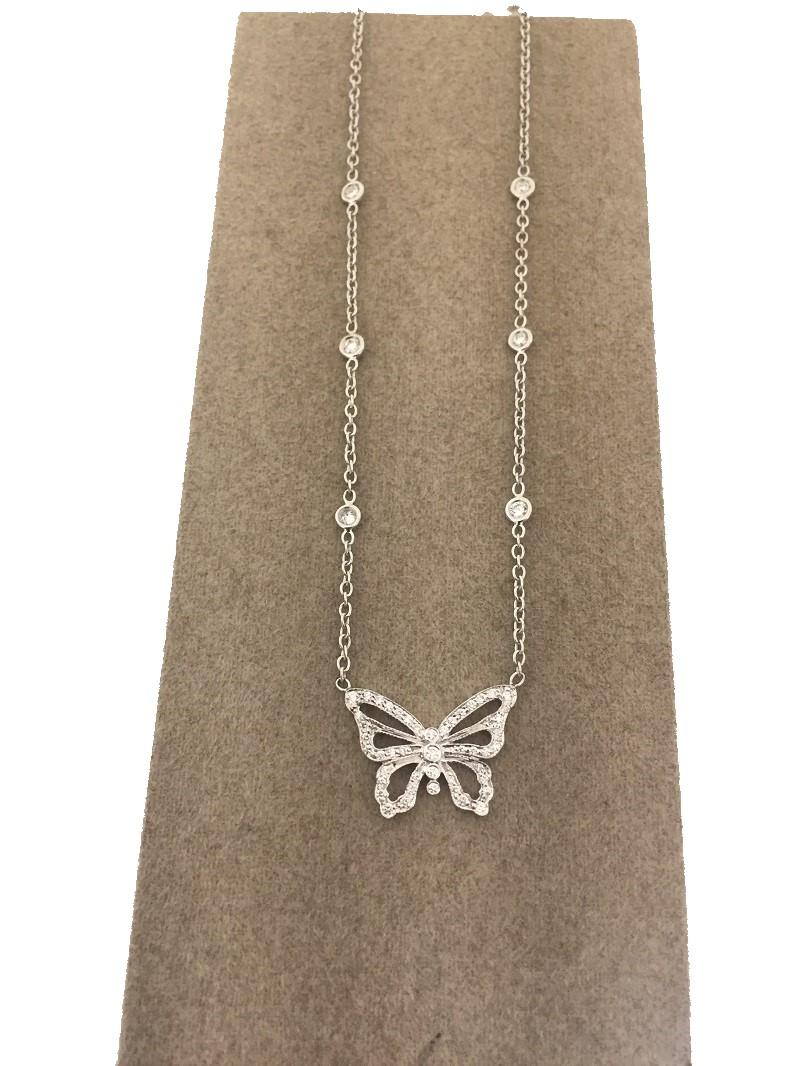 Penny Preville Butterfly Necklace 
18k White Gold 
Diamond .047 carat total weight 
Chain 16