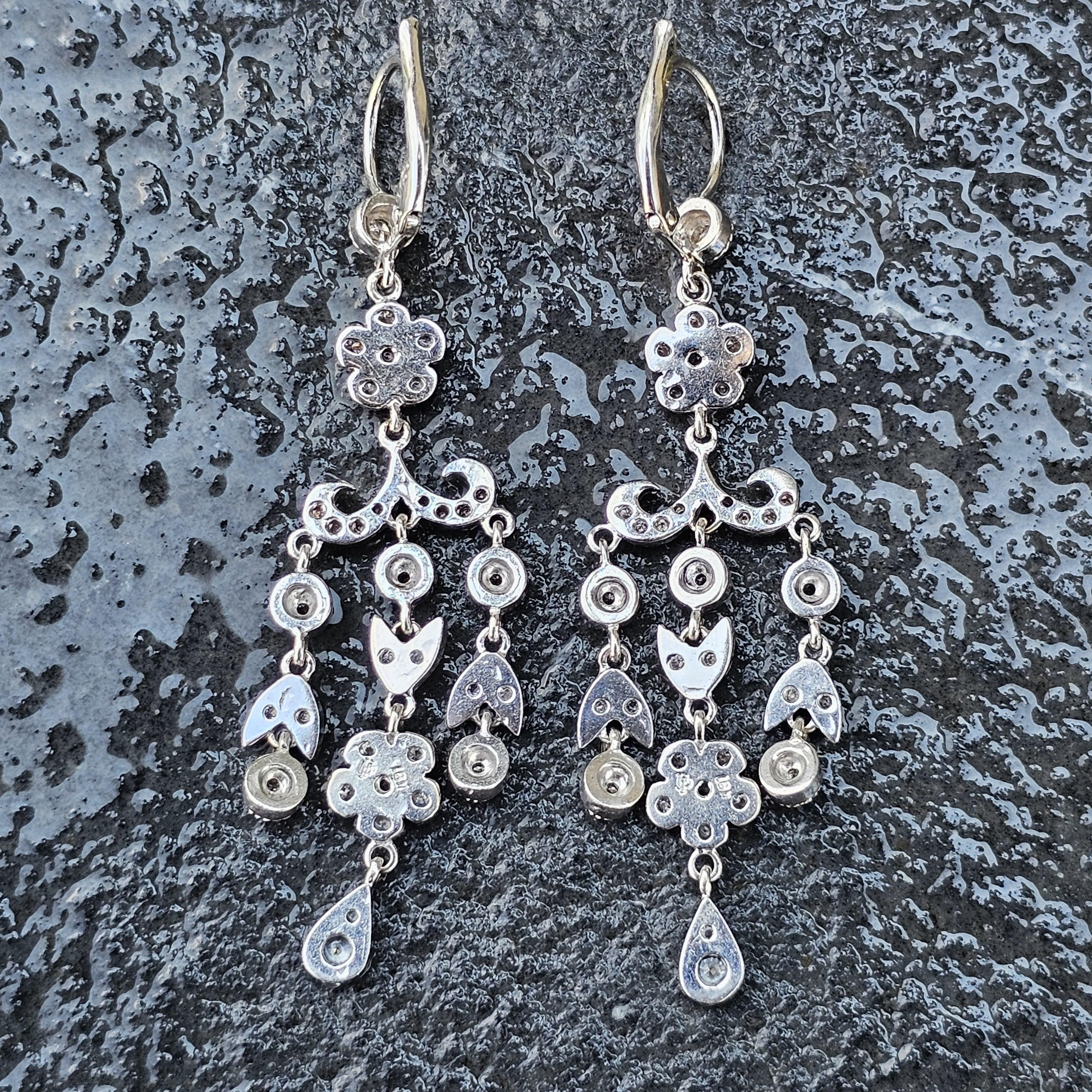 Penny Preville Dangle Diamond Earrings 18k White Gold Chandelier 2.25