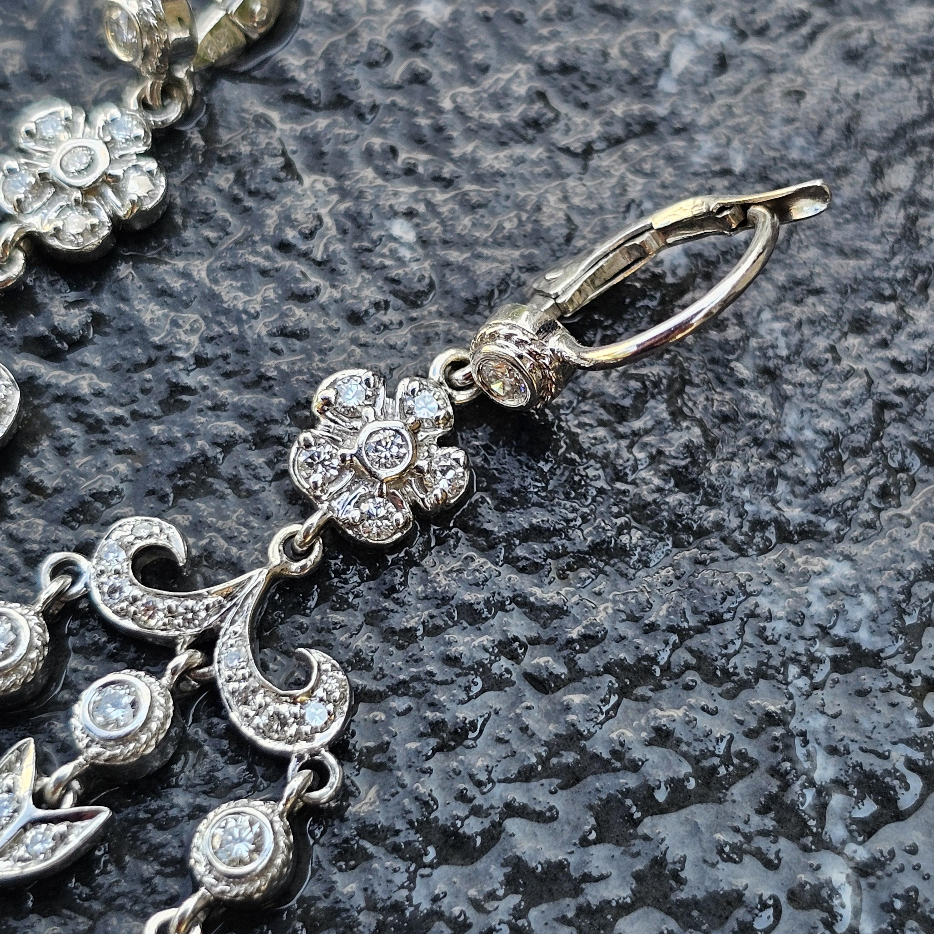 Penny Preville Dangle Diamond Earrings 18k White Gold Chandelier 2.25