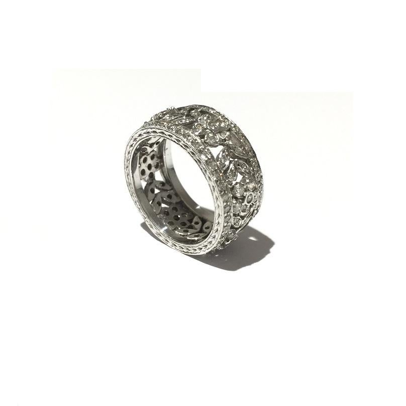 Penny Preville Diamond Flower Ladies Eternity Band 
18k White Gold 
Diamonds 1.41 carat total weight 
Ring Size 5 3/4
R6022W