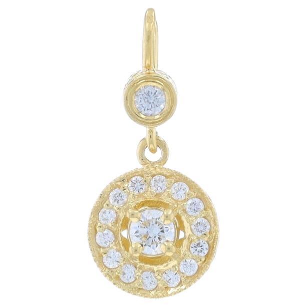 Penny Preville Diamond Halo Dangle Pendant - Yellow Gold 18k Rnd.31ctw Converted For Sale