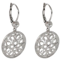 Penny Preville Diamond Oval Lace Earrings in 18 Karat White Gold 0.86 CTW