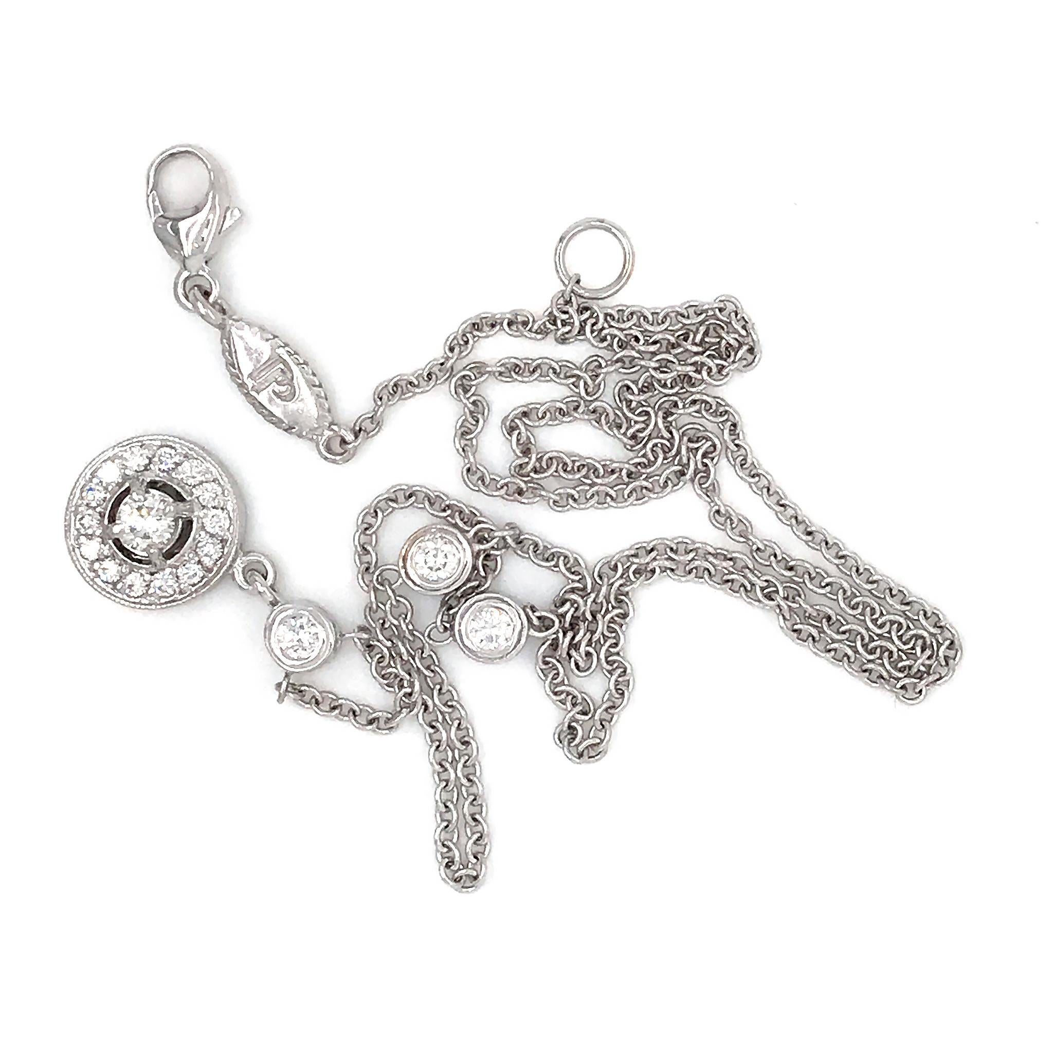18K White Gold
Diamond: 0.47ct twd (estimated)
Total Weight: 5.3 grams
Chain Length: 15 inches