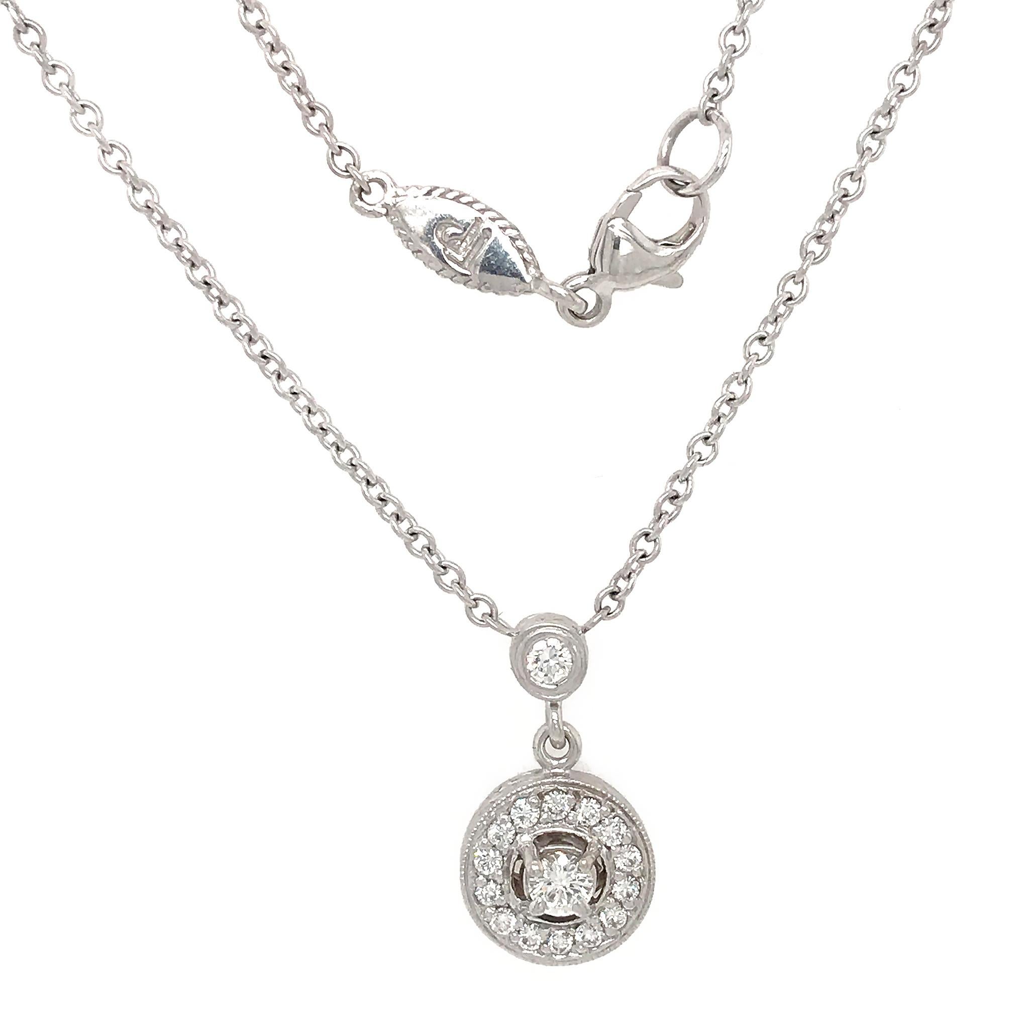 Penny Preville Diamond Round Pendant on a Diamond by the Yard Necklace In Excellent Condition In New York, NY