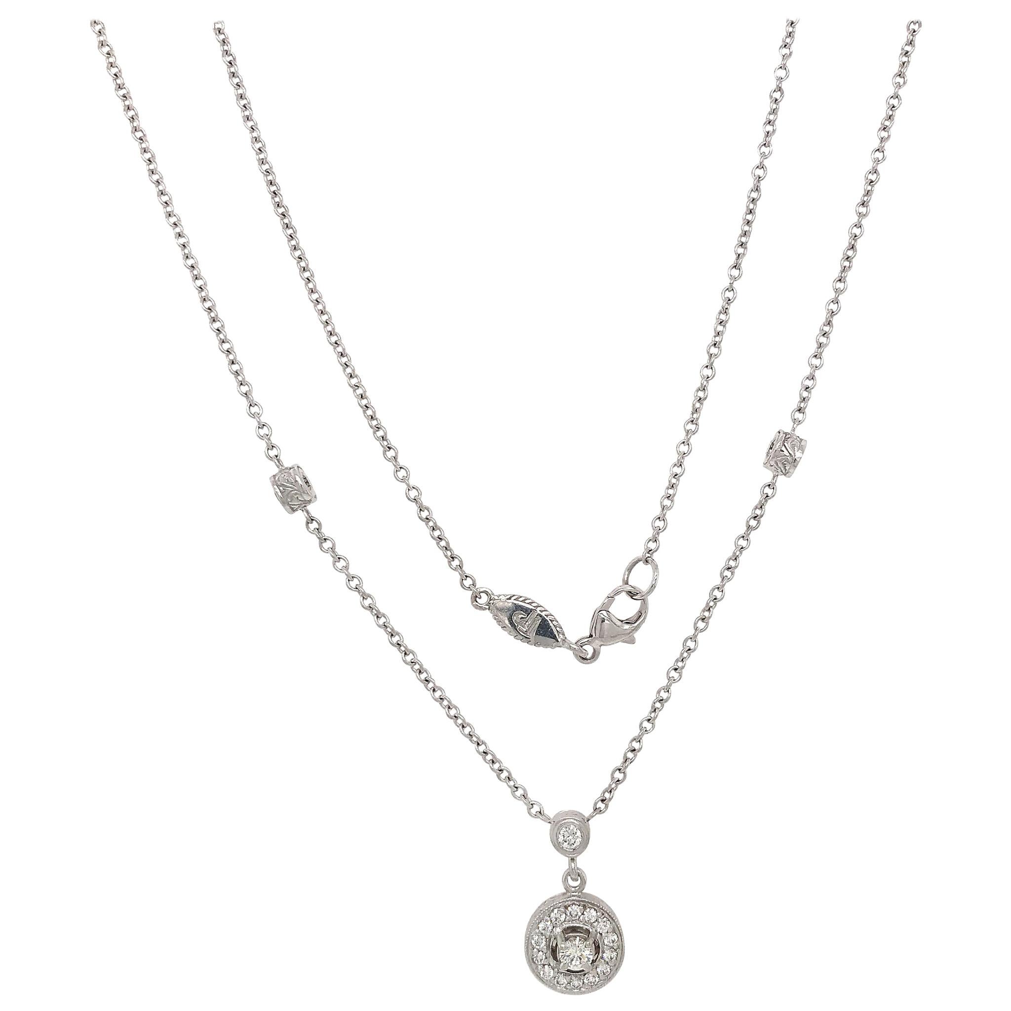 Penny Preville Diamond Round Pendant on a Diamond by the Yard Necklace