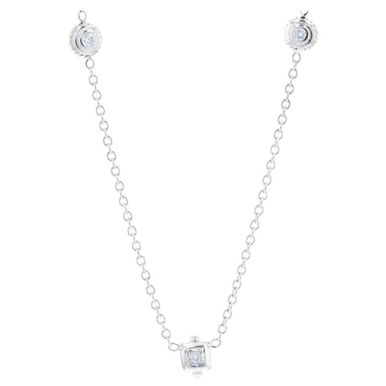 Penny Preville Diamond Station Cable Necklace White Gold 18 Karat and .24 Carat