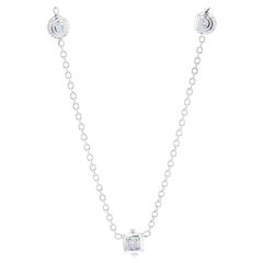 Penny Preville Diamond Station Cable Necklace White Gold 18 Karat and .24 Carat