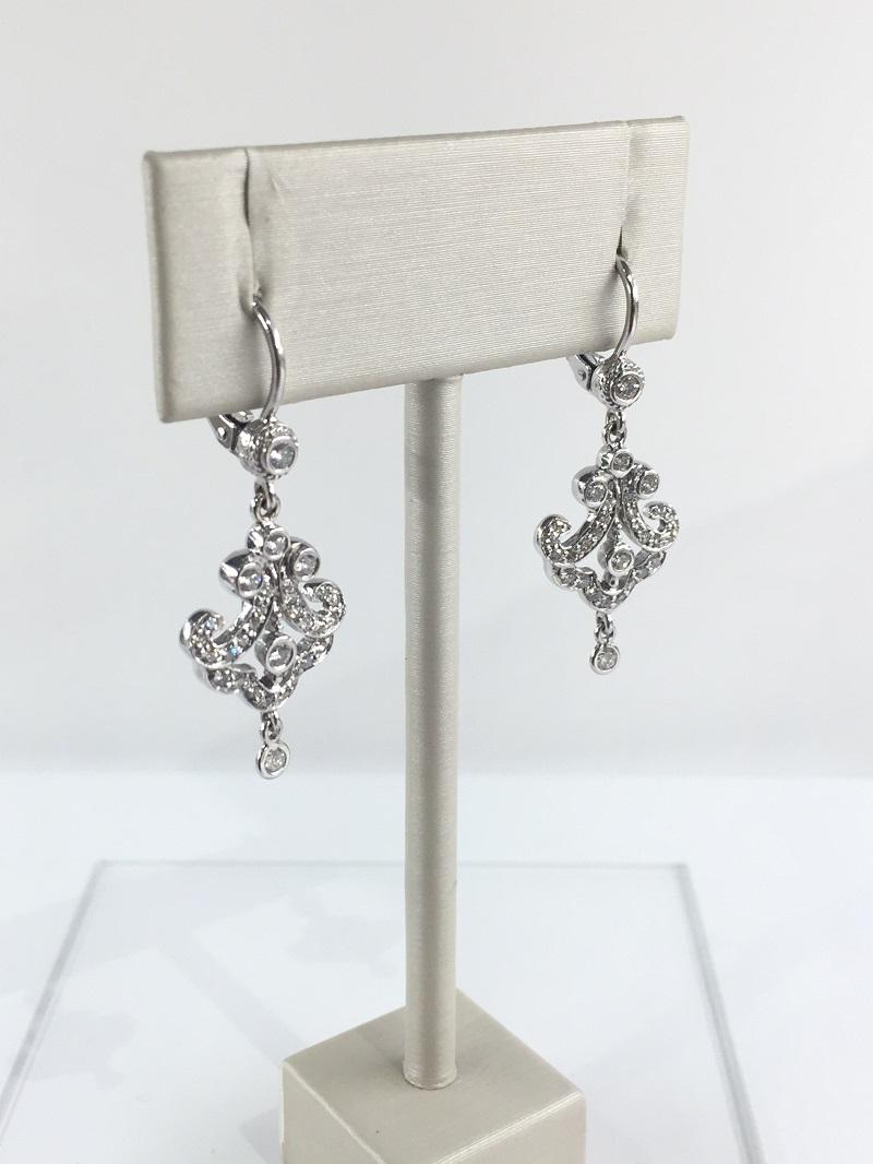 Penny Preville Ladies Diamond Earring 
18k White Gold 
Diamond 0.59 Carat Total Weight 
Lever back 
E8186W