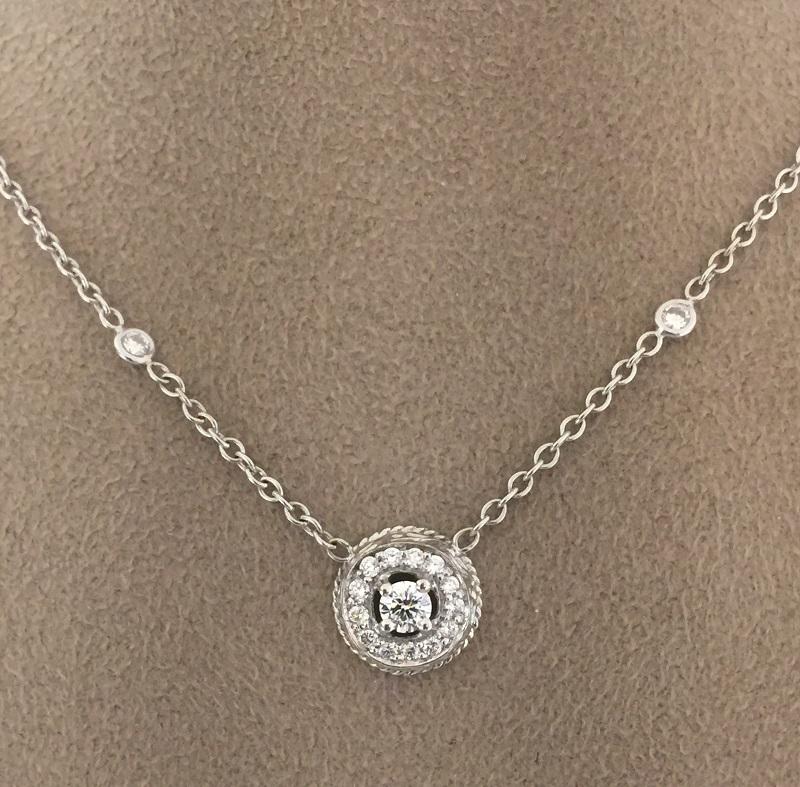 Penny Preville Ladies Diamond Necklace 
18k White Gold 
Diamond 0.61 carat total weight 
Chain 16