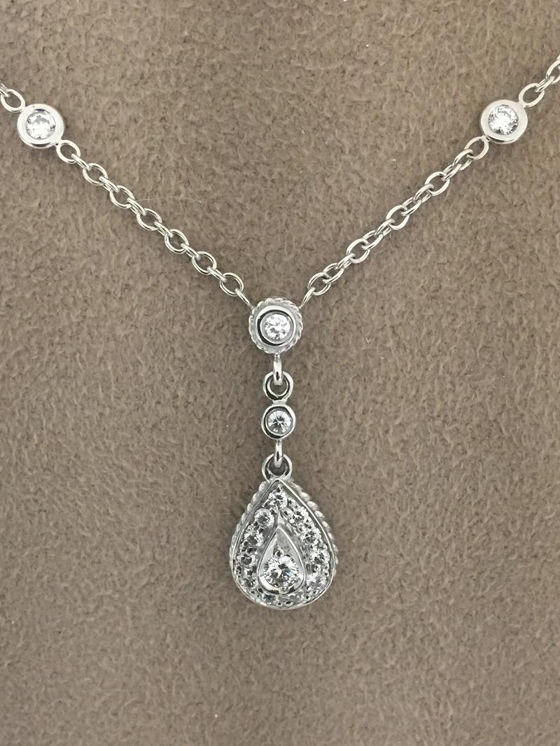 Penny Preville Ladies Diamond Necklace 
18k White Gold 
Diamond 0.59 carat total weight 
Chain 16
