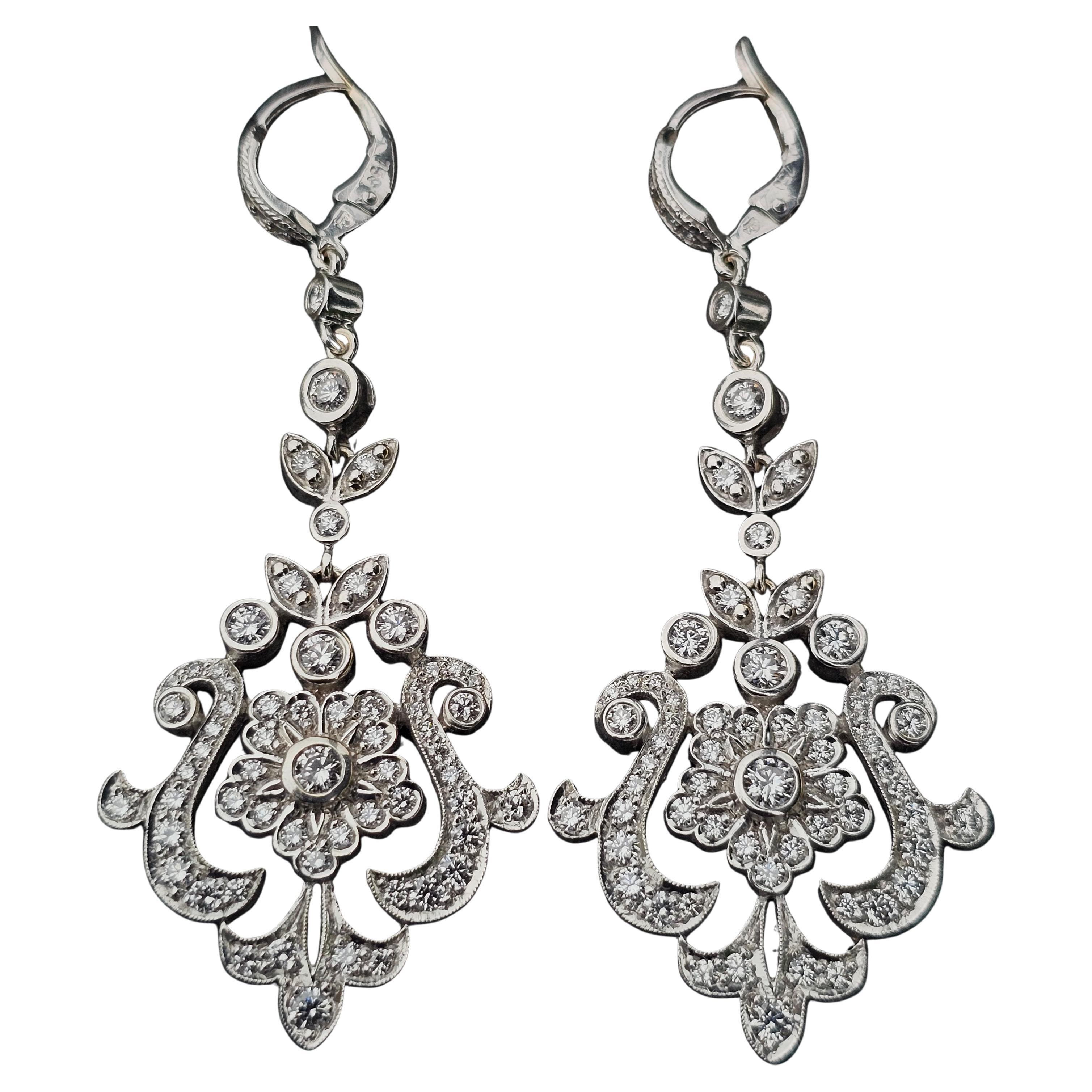 Penny Preville Orecchini a lampadario con diamanti grandi 2.5" 2ct+ 18k Dangle 16.8g in vendita