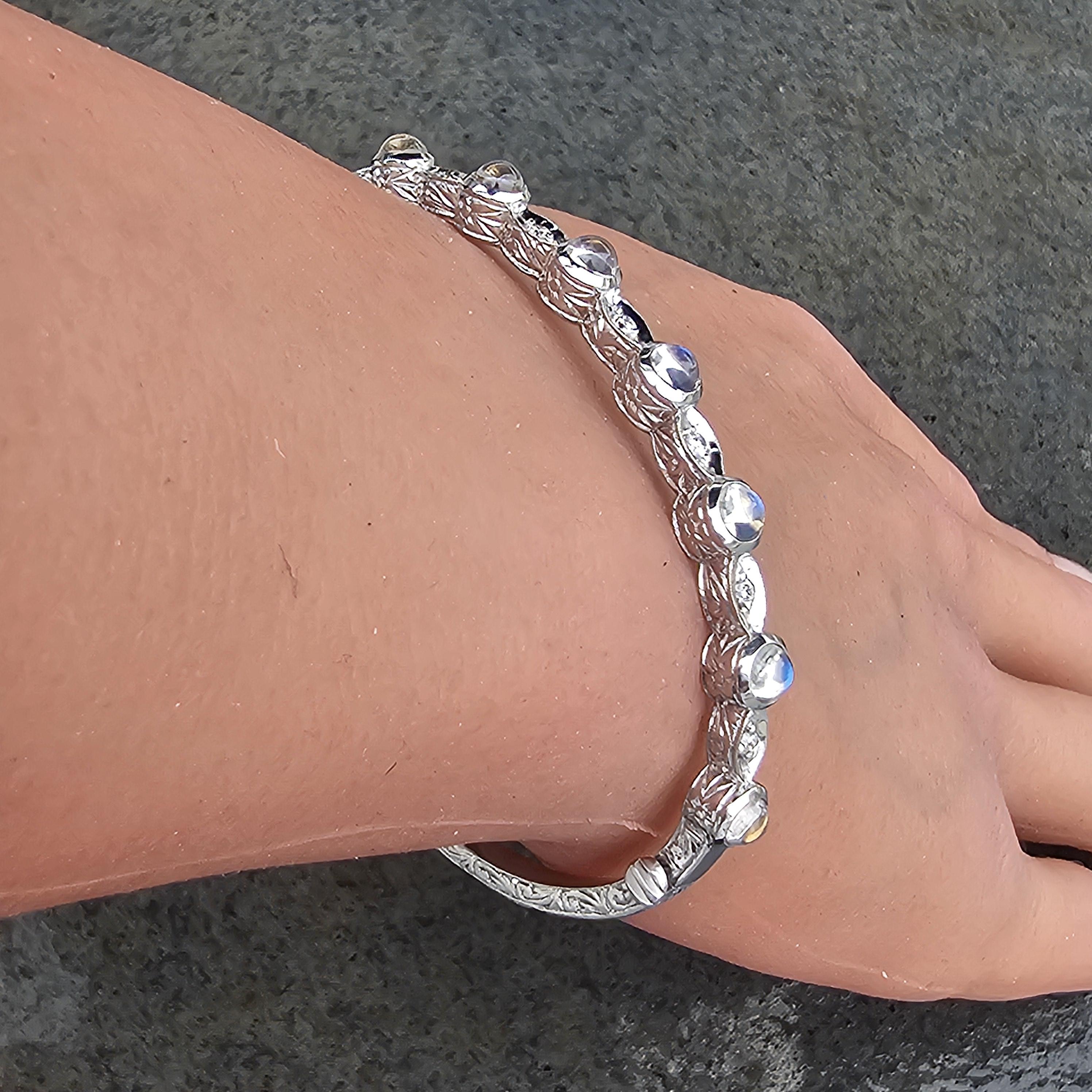 Penny Preville Moonstone Diamond Bracelet Bangle 18k White gold 18.7g 6.5
