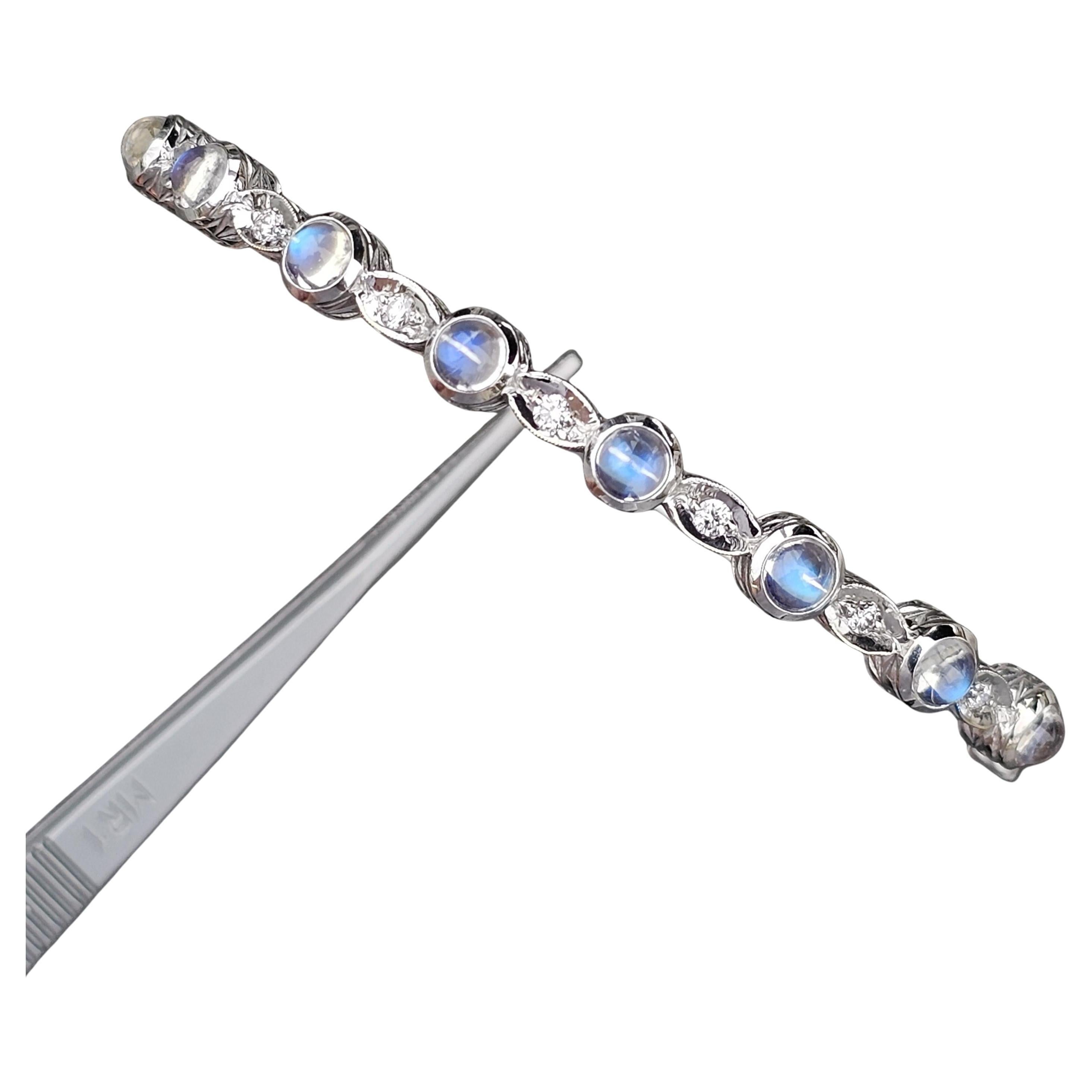 Penny Preville Pulsera de diamantes con piedra lunar Oro blanco de 18 quilates 18,7 g 6,5 pulgadas