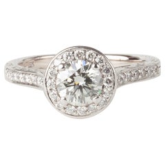 Verlobungsring, Penny Preville Penelope, Weißgold 1,15 Karat runder Diamant Halo