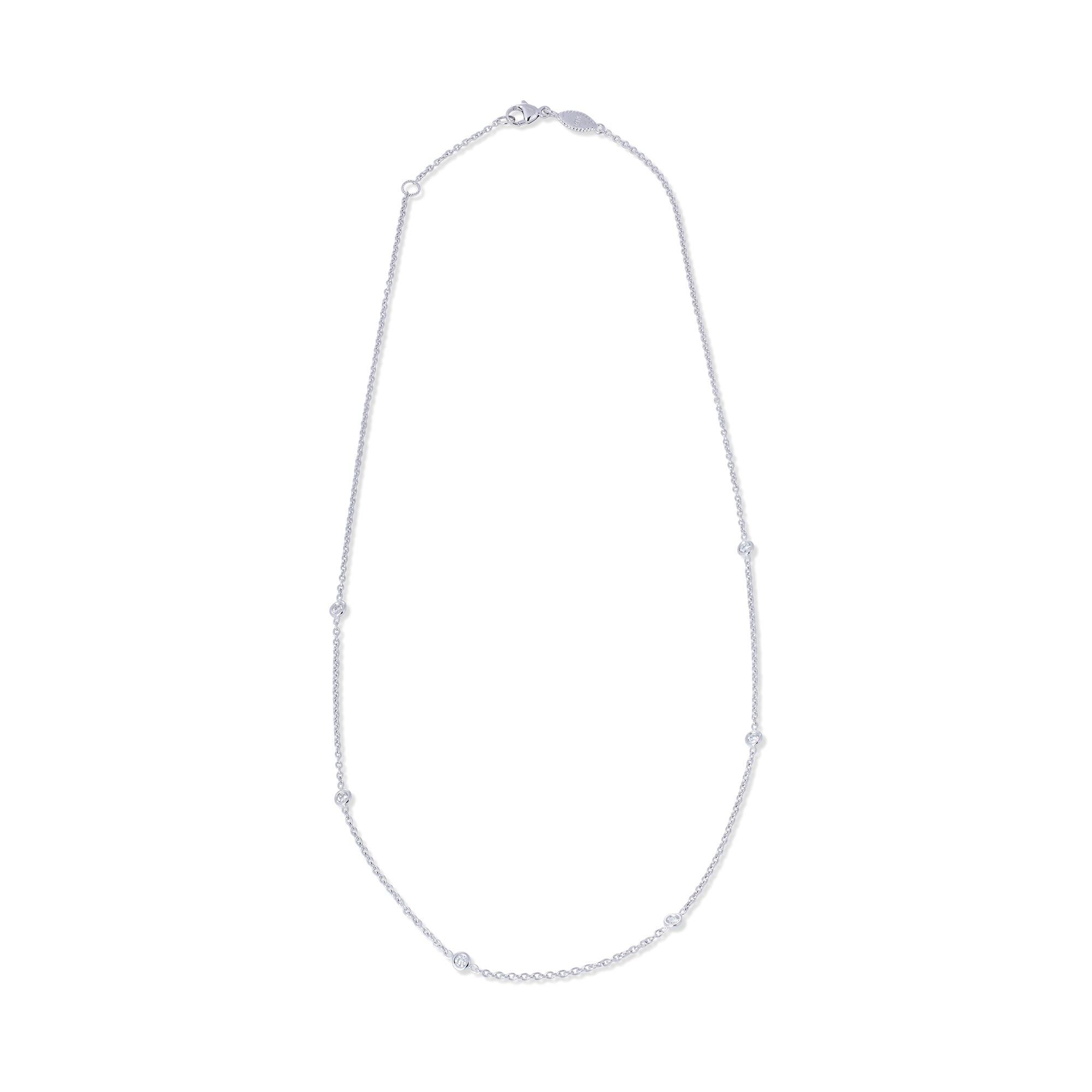 Contemporary Penny Preville White Gold and Diamond Station Necklace