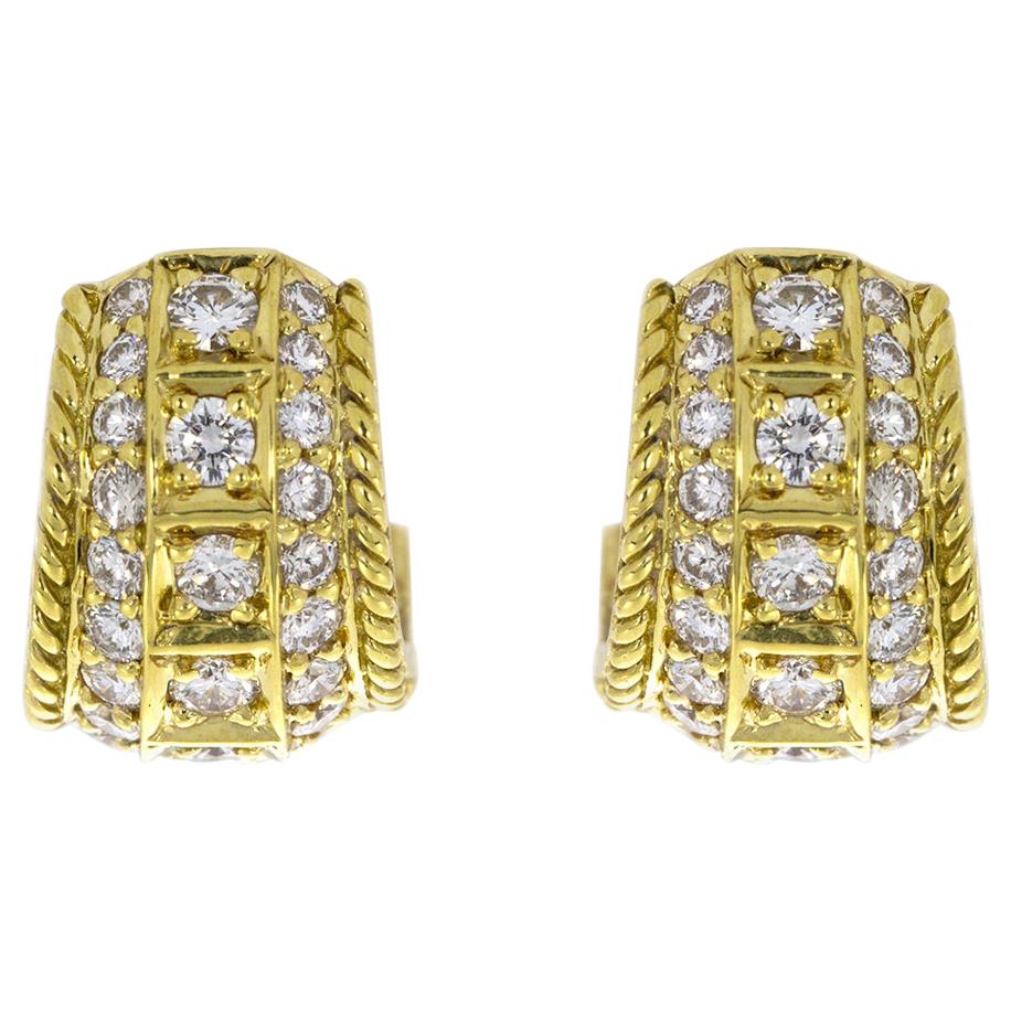 Penny Preville Yellow Gold 0.96 Carat Round Diamond Huggie Earrings