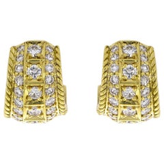 Penny Preville Yellow Gold 0.96 Carat Round Diamond Huggie Earrings