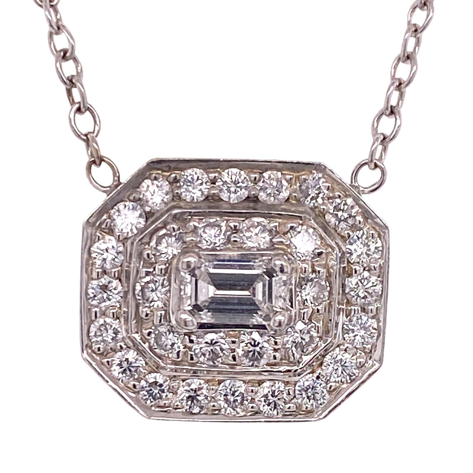 Modern Penny Privelle Emerald Cut Diamond Pendant Necklace Diamond by The Yard Chain