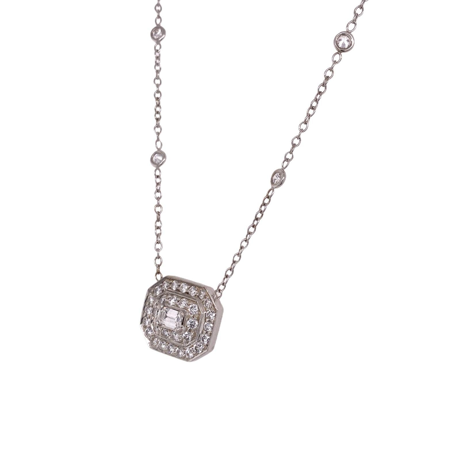 Penny Privelle Emerald Cut Diamond Pendant Necklace Diamond by The Yard Chain In Excellent Condition In Boca Raton, FL