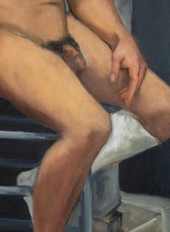 Penny Purpura Nude Man in Studio Oil Painting