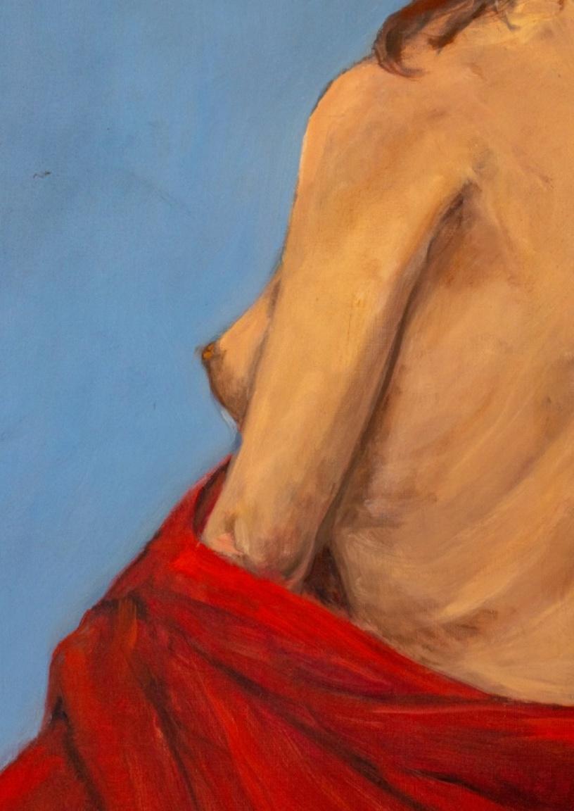 Moderne Peinture à l'huile - Portrait de femme nue Purpura de Penny en vente