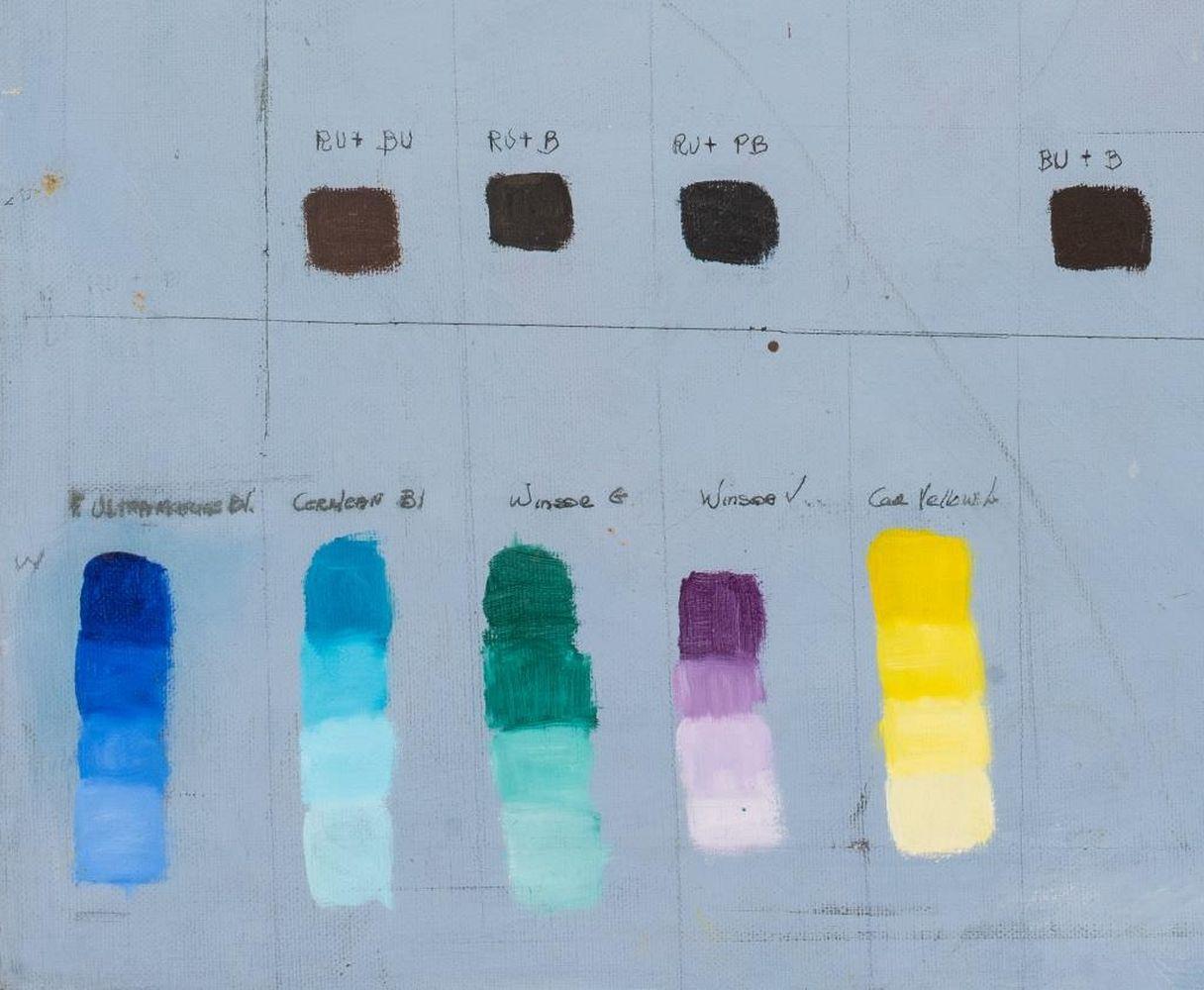 Pantone Color Swatch Composition - Contemporary Painting by Penny Purpura