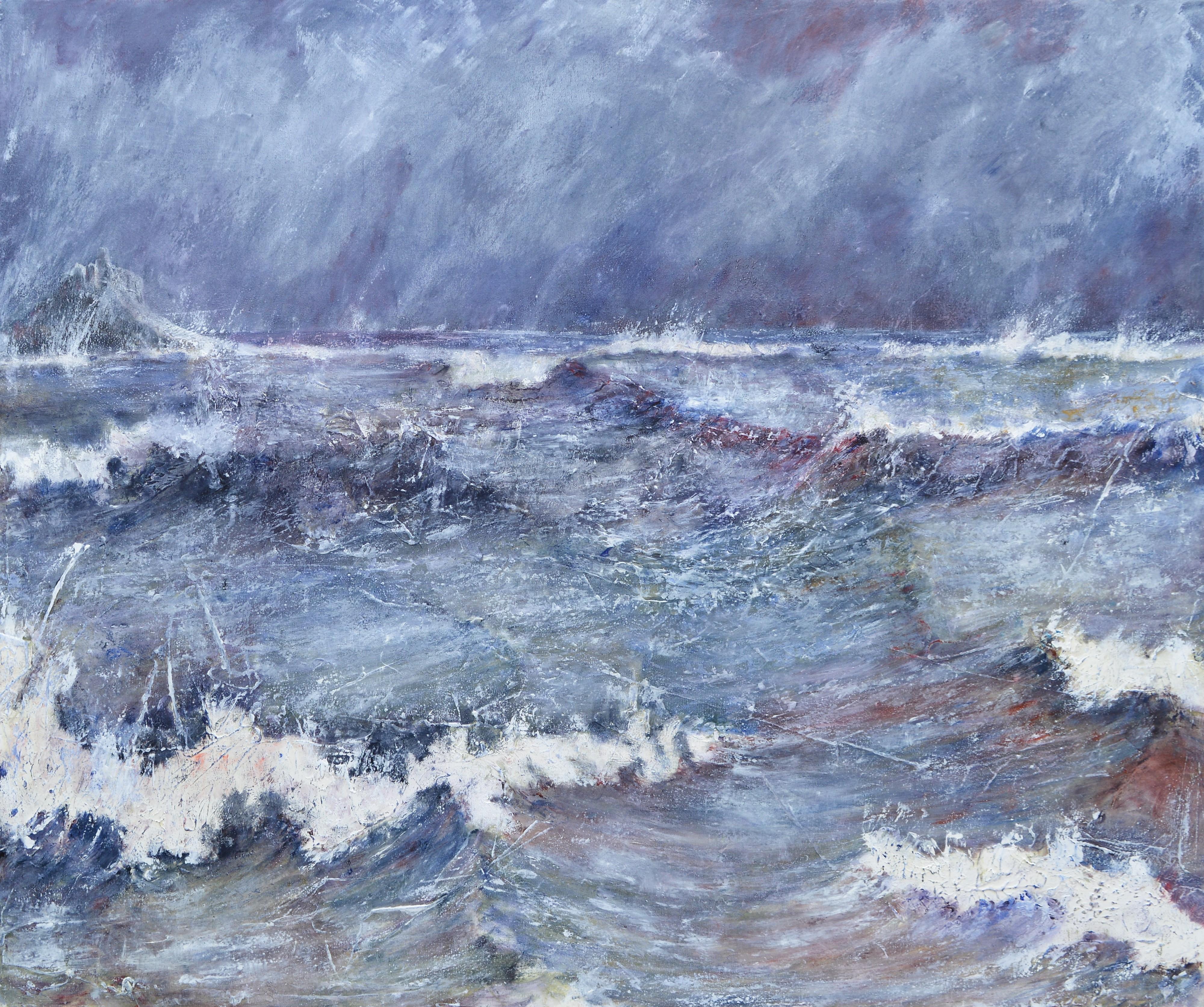 Penny Rumble Landscape Painting - "A Reasonable Show Of Power". Large Contemporary Seascape Oil Painting
