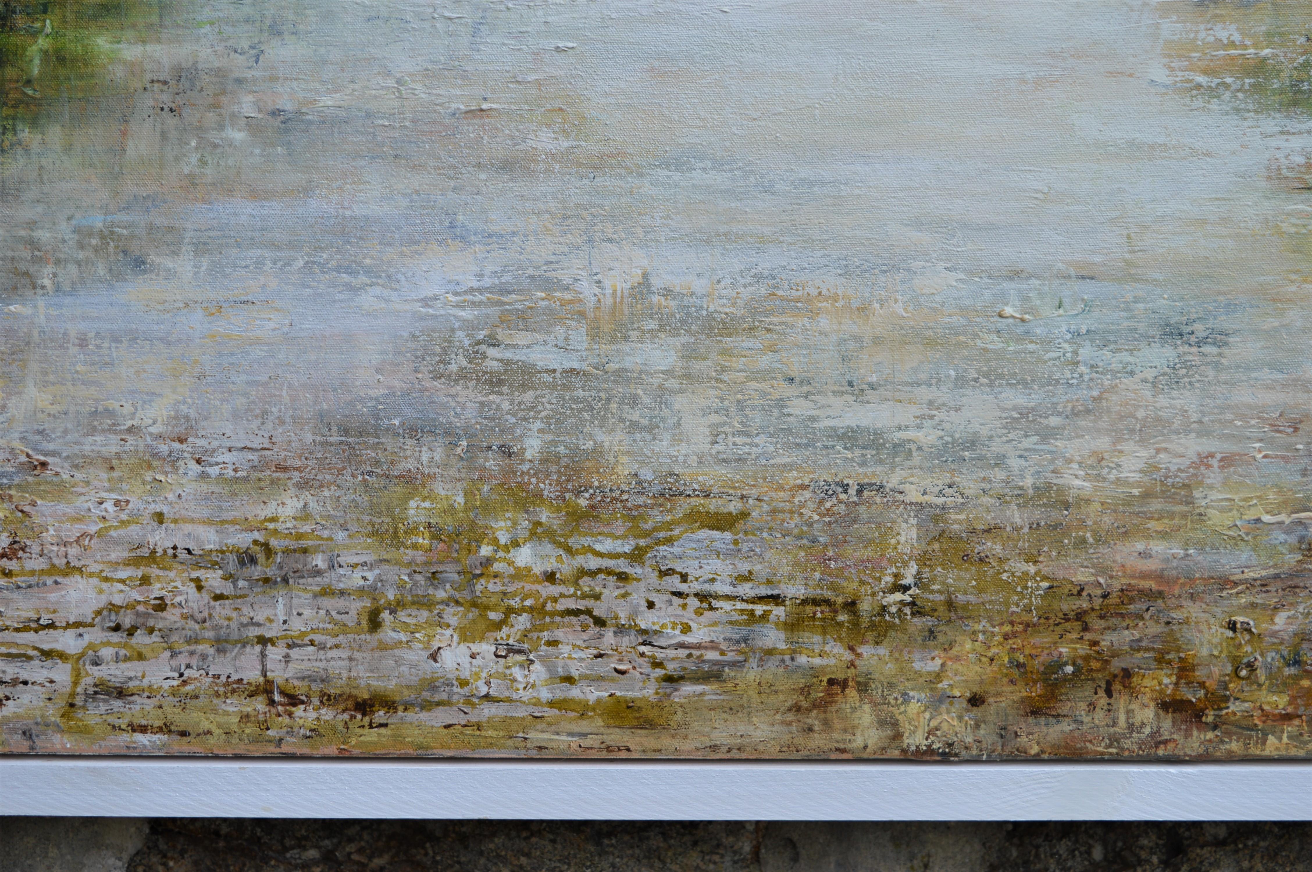Ein Fluss fließt durch.  Contemporary English Landscape (Impressionismus), Painting, von Penny Rumble