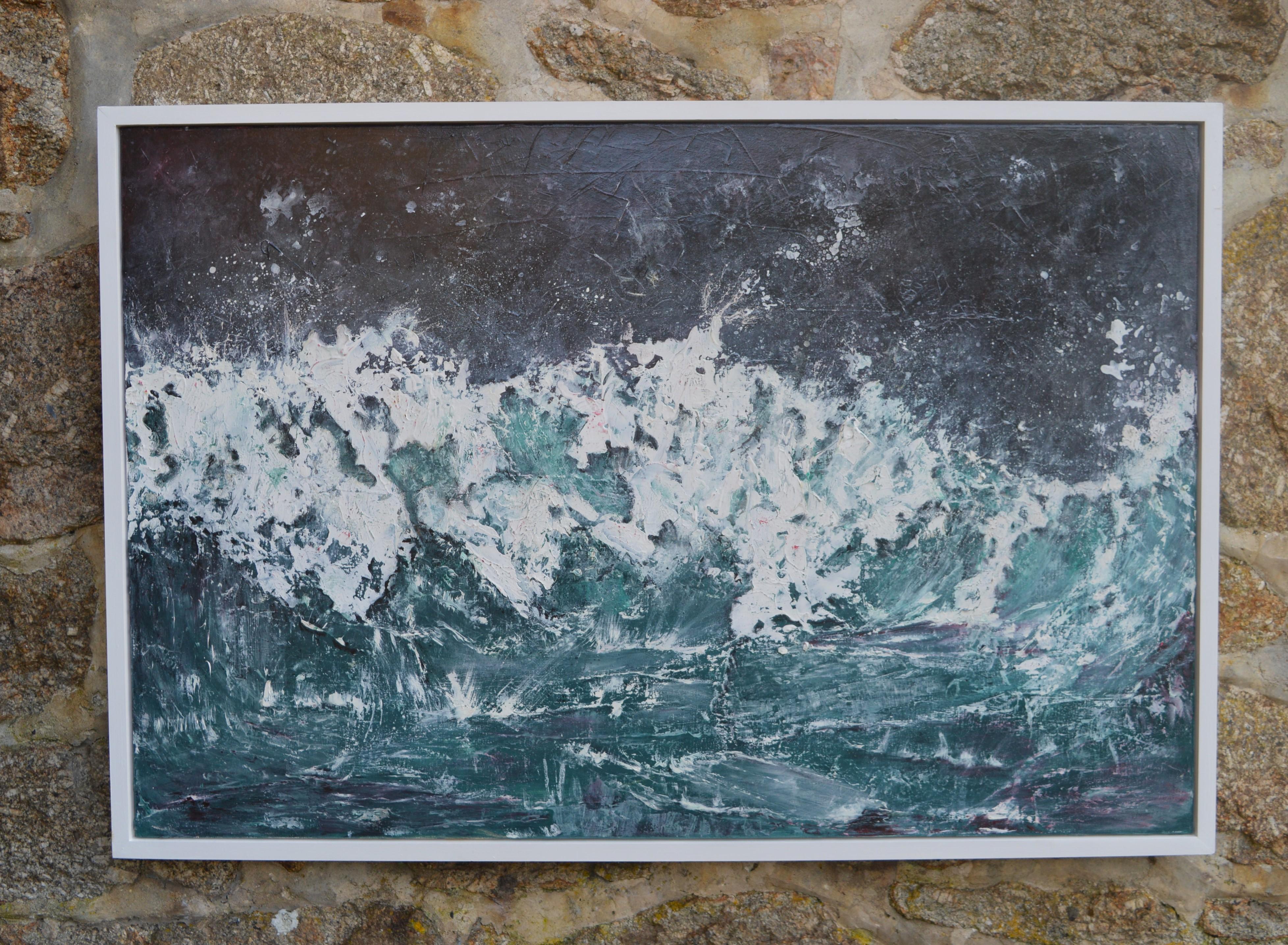 Anarchia.  Pittura ad olio contemporanea con paesaggio marino - Painting di Penny Rumble