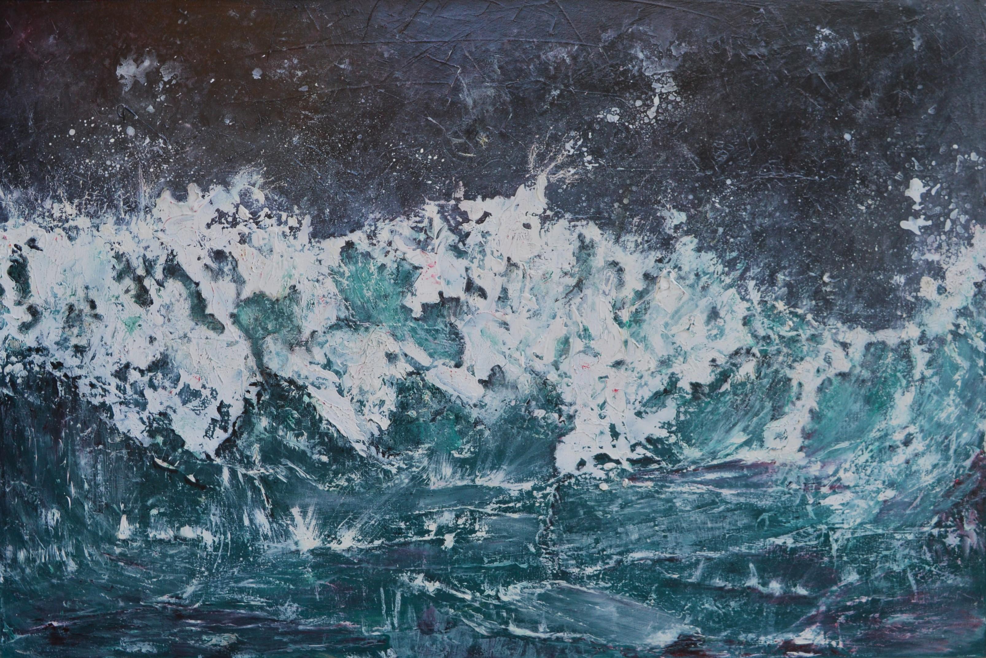 Landscape Painting di Penny Rumble - Anarchia.  Pittura ad olio contemporanea con paesaggio marino