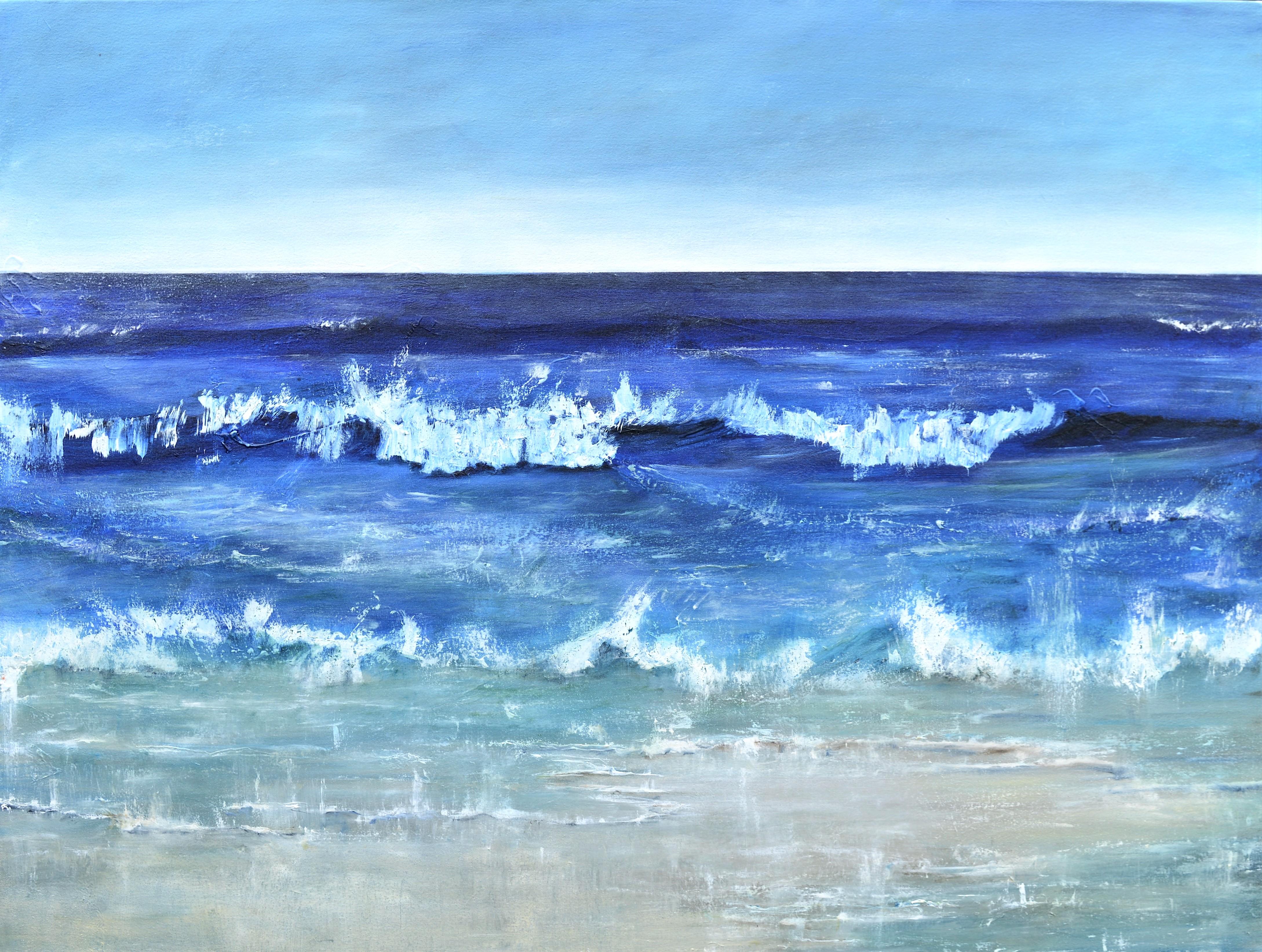 Penny Rumble Landscape Painting - "Atlantic Blue II" : A contemporary seascape oil on canvas.