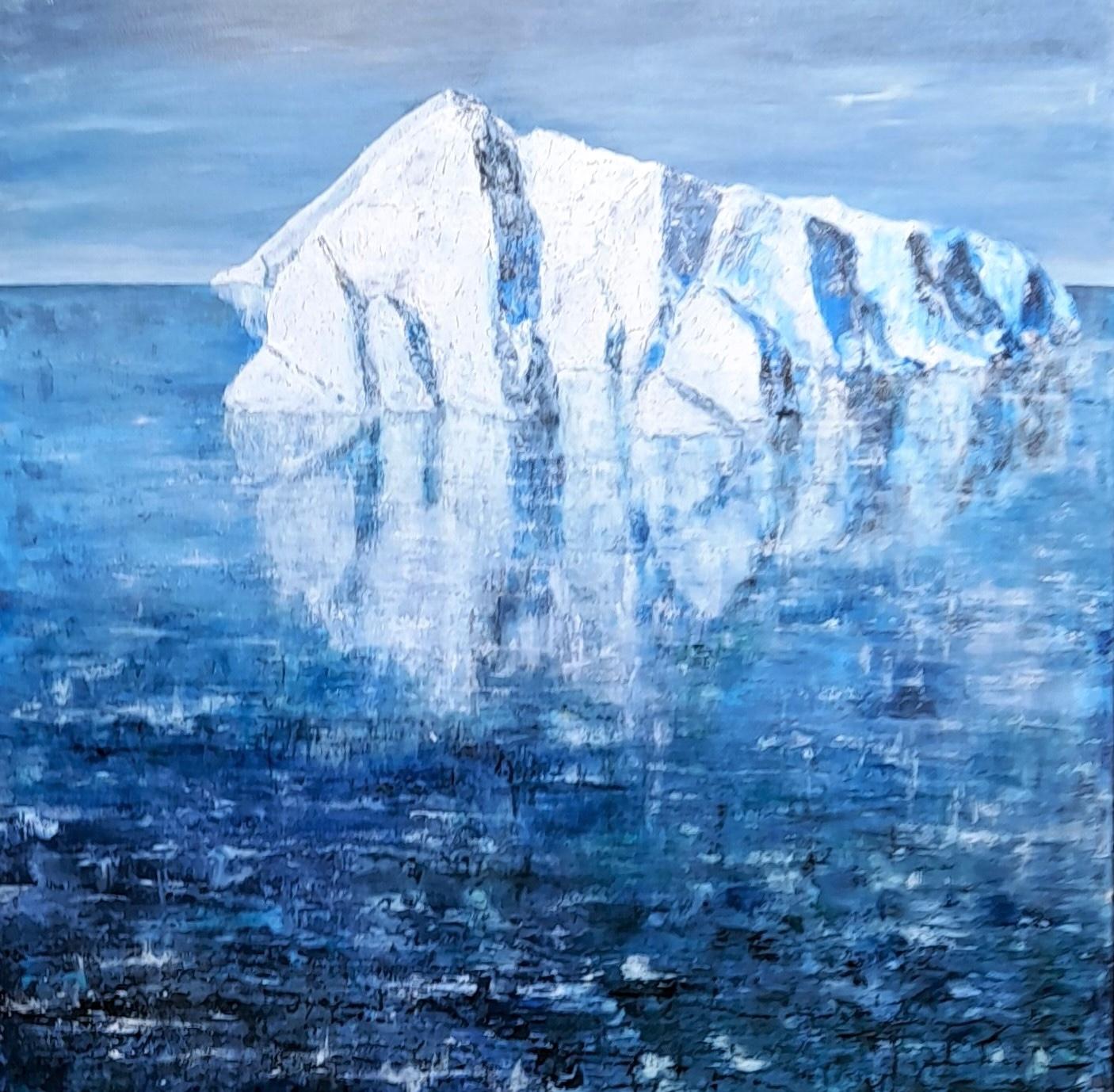Landscape Painting di Penny Rumble - Iceberg.  Paesaggio marino contemporaneo