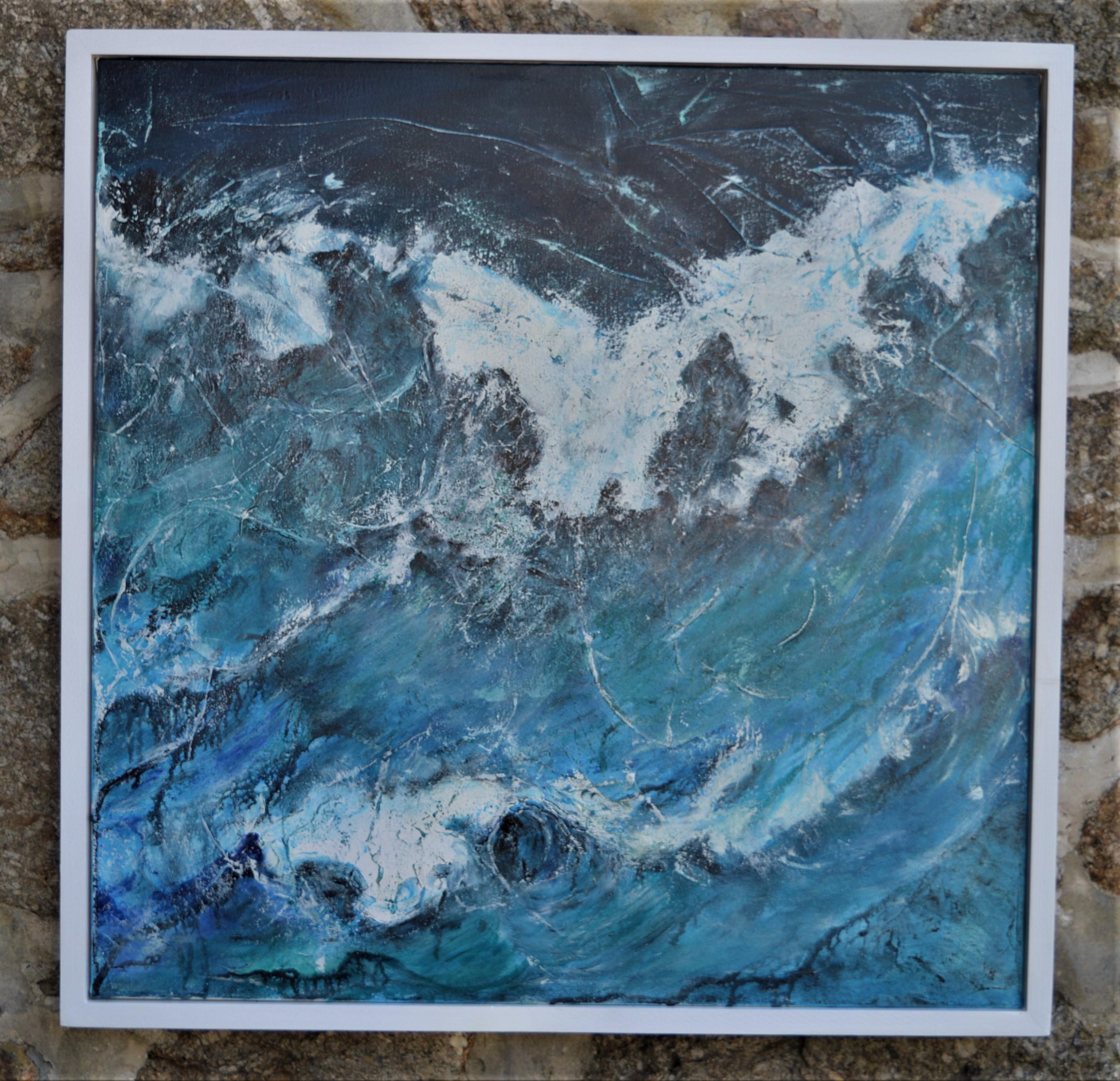 Resurgence. Contemporary Sea Scape Oil Painting - Blue Landscape Painting by Penny Rumble
