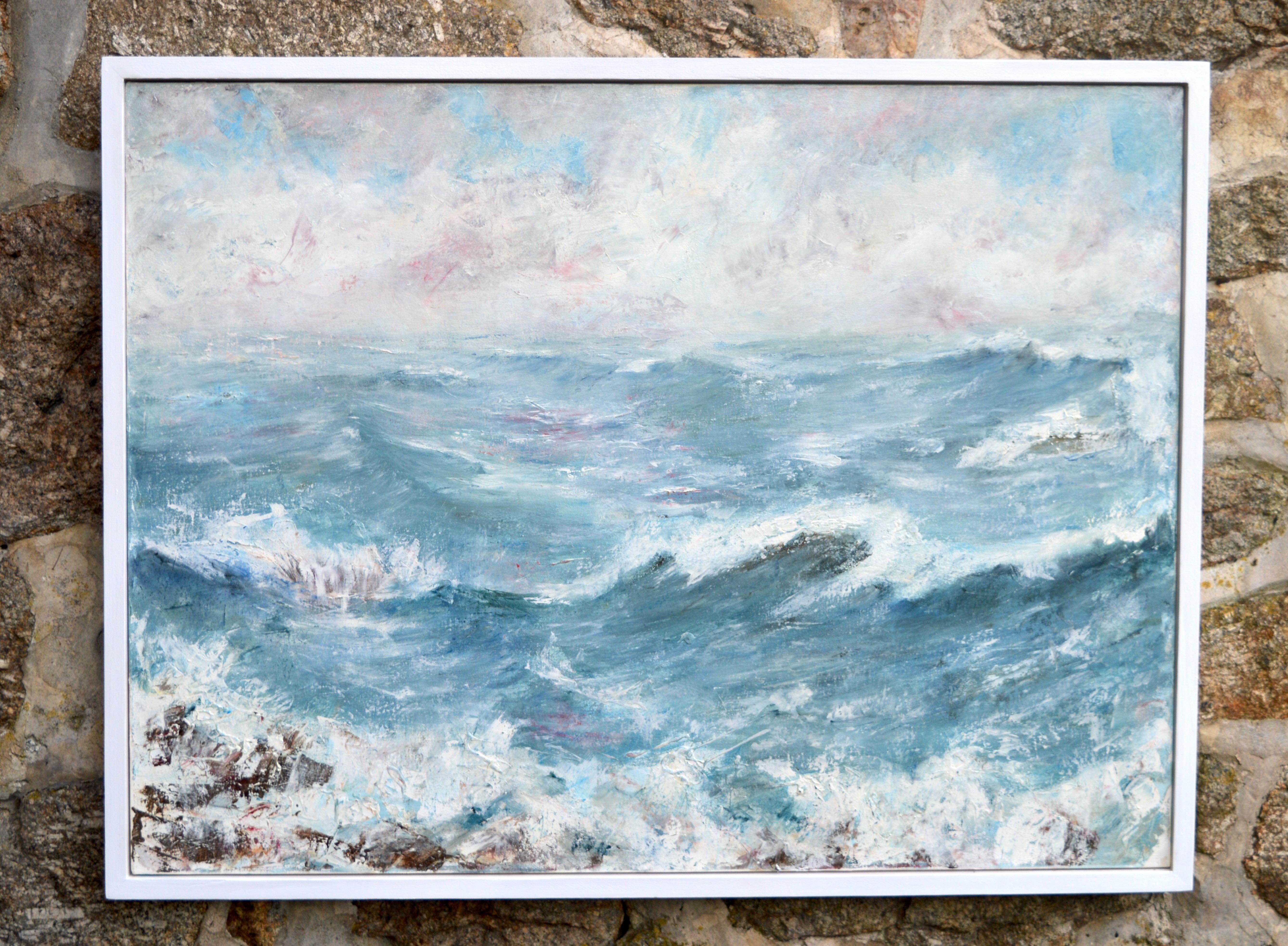 Salt On My Face  Peinture à l'huile contemporaine de paysage marin - Painting de Penny Rumble