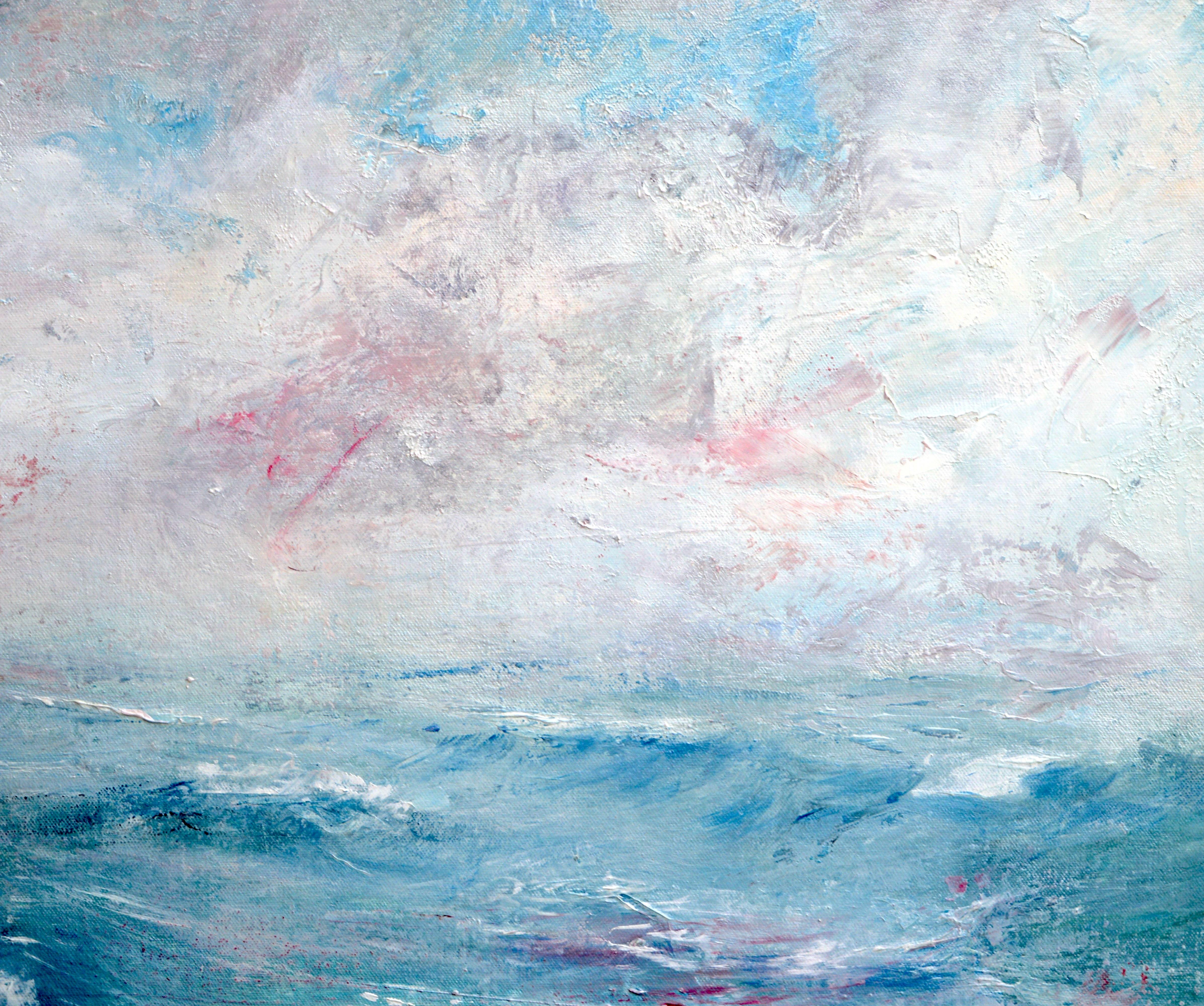 Salt On My Face  Peinture à l'huile contemporaine de paysage marin - Expressionniste Painting par Penny Rumble