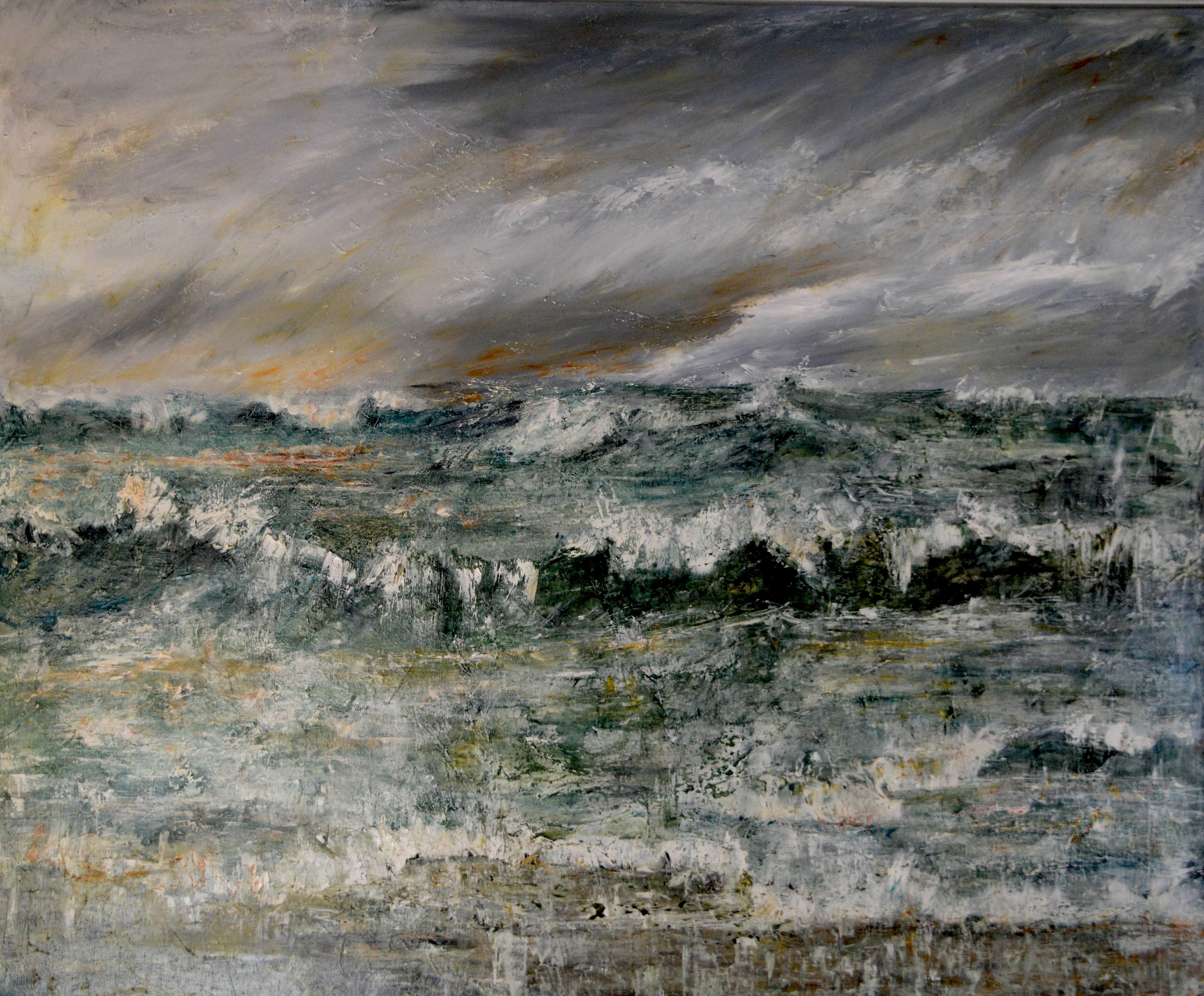 Penny Rumble Landscape Painting - "Tempest" : A contemporary seascape oil on canvas, contemporary