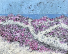 "Along Asilomar" - Vivid Post-Impressionist Beach Seascape with Purple Flowers