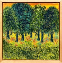 "Apple Grove" - Paysage post-impressionniste vibrant d'un pommier éclairé par le soleil