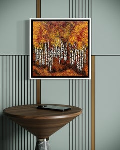"Aspen Grove" - Post-Impressionist Landscape with Aspen Trees and Autumn Leaves