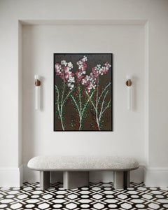 "Achillea in fiore" - Natura morta floreale contemporanea nei toni pastello e della terra