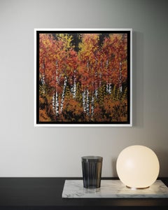 "Foothill Aspen" - Contemporary Landscape Painting with Orange and Red Trees