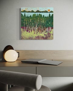 "Lago Tahoe" - Paesaggio montano contemporaneo del lago Tahoe con una foresta verde